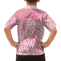 Breast Cancer Awareness Maori Family Matching Off The Shoulder Long Sleeve Dress and Hawaiian Shirt Kia Kaha Kia Maia Kia Manawanui LT7 - Polynesian Pride