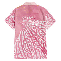 Breast Cancer Awareness Maori Family Matching Off Shoulder Short Dress and Hawaiian Shirt Kia Kaha Kia Maia Kia Manawanui LT7 - Polynesian Pride