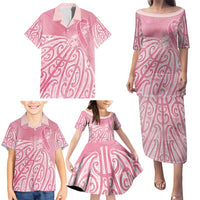 Breast Cancer Awareness Maori Family Matching Puletasi and Hawaiian Shirt Kia Kaha Kia Maia Kia Manawanui LT7 - Polynesian Pride