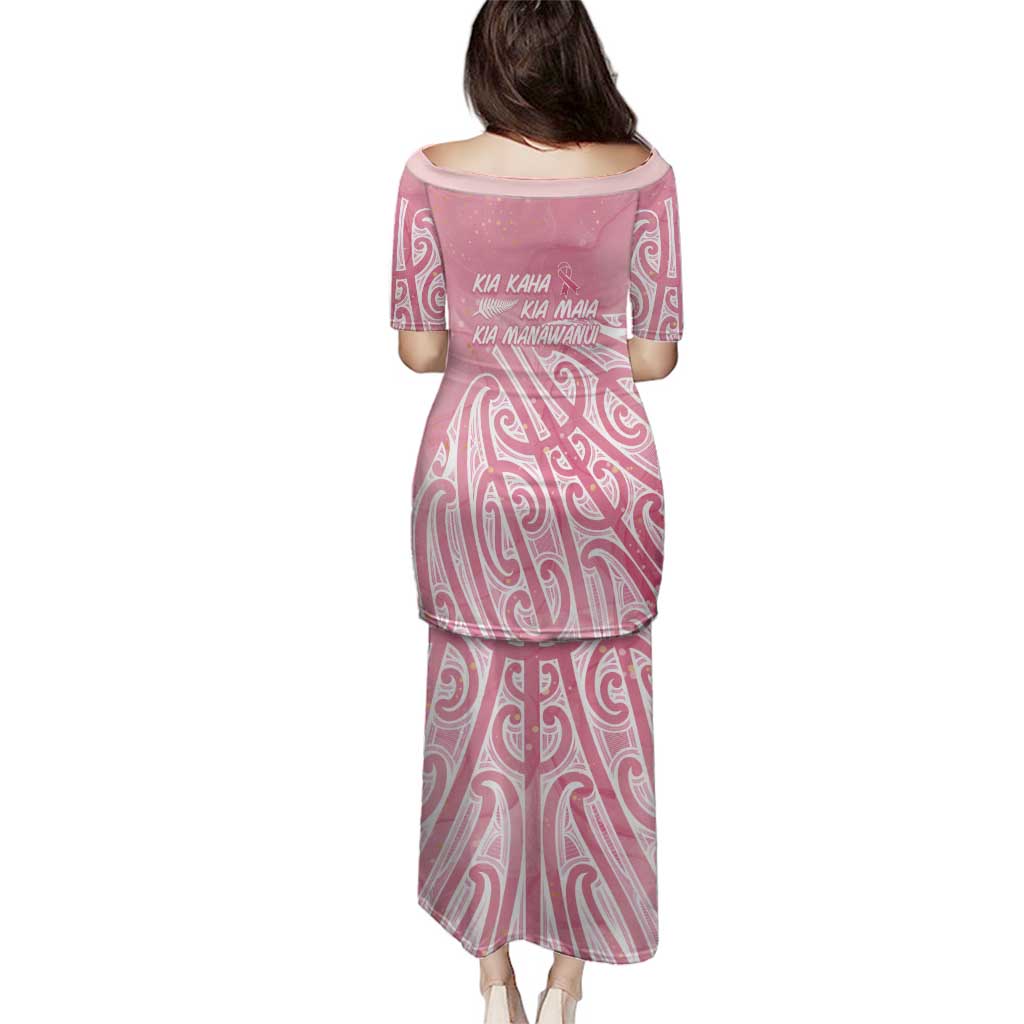 Breast Cancer Awareness Maori Family Matching Puletasi and Hawaiian Shirt Kia Kaha Kia Maia Kia Manawanui LT7 - Polynesian Pride