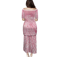 Breast Cancer Awareness Maori Family Matching Puletasi and Hawaiian Shirt Kia Kaha Kia Maia Kia Manawanui LT7 - Polynesian Pride