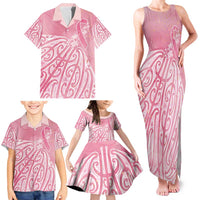 Breast Cancer Awareness Maori Family Matching Tank Maxi Dress and Hawaiian Shirt Kia Kaha Kia Maia Kia Manawanui LT7 - Polynesian Pride