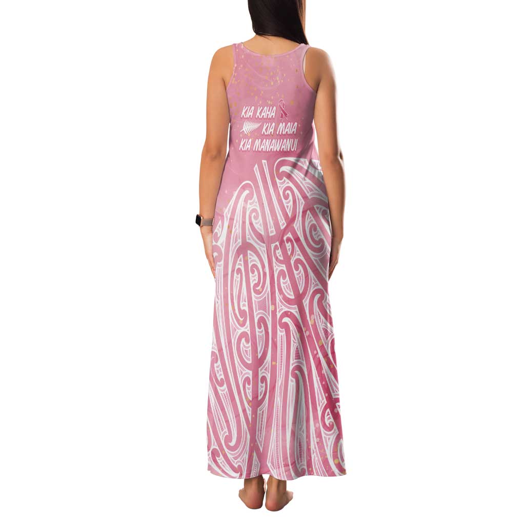 Breast Cancer Awareness Maori Family Matching Tank Maxi Dress and Hawaiian Shirt Kia Kaha Kia Maia Kia Manawanui LT7 - Polynesian Pride