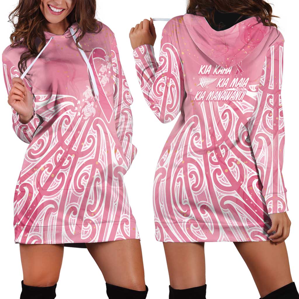 Breast Cancer Awareness Maori Hoodie Dress Kia Kaha Kia Maia Kia Manawanui LT7 - Polynesian Pride