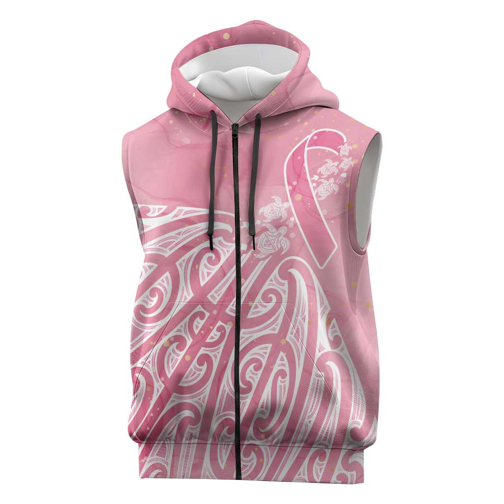 Breast Cancer Awareness Maori Sleeveless Zip Hoodie Kia Kaha Kia Maia Kia Manawanui - Polynesian Pride