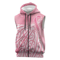 Breast Cancer Awareness Maori Sleeveless Zip Hoodie Kia Kaha Kia Maia Kia Manawanui - Polynesian Pride