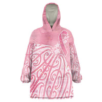 Breast Cancer Awareness Maori Wearable Blanket Hoodie Kia Kaha Kia Maia Kia Manawanui LT7 One Size Pink - Polynesian Pride