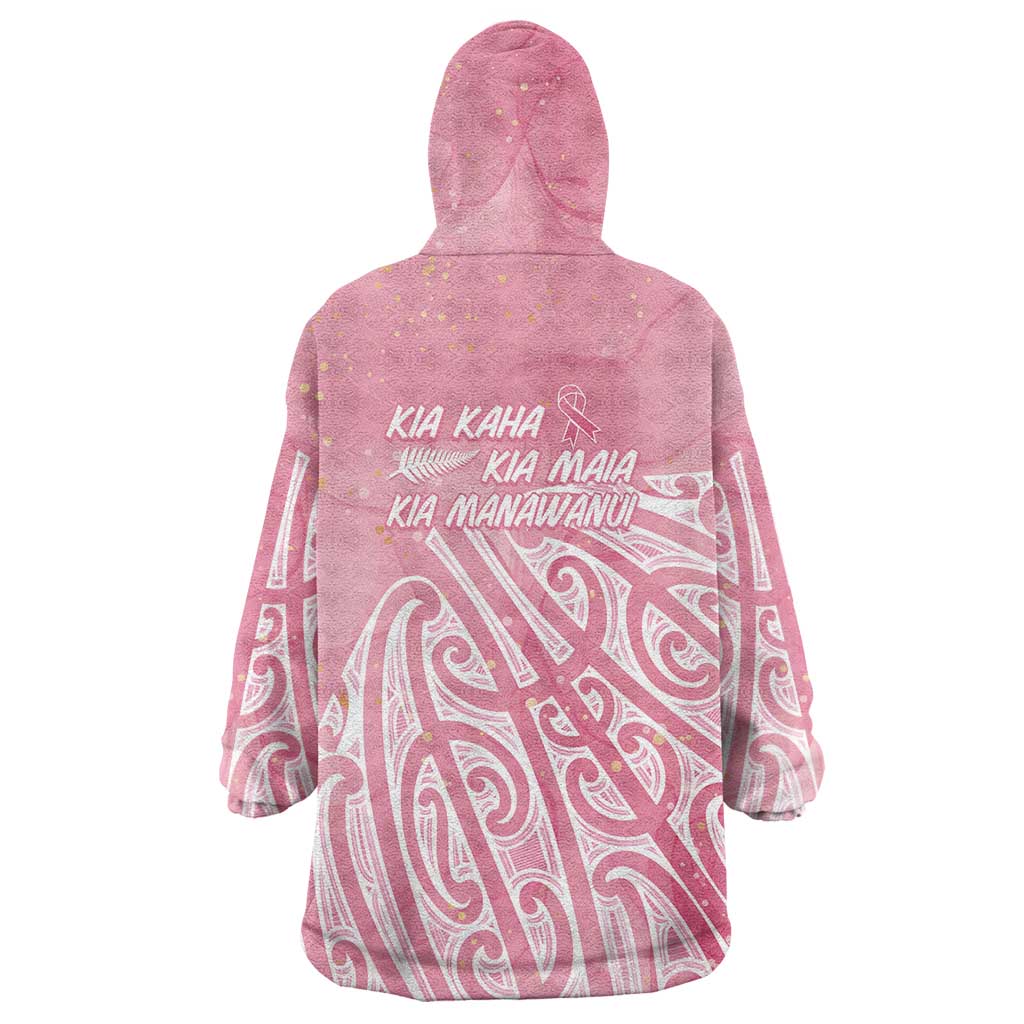 Breast Cancer Awareness Maori Wearable Blanket Hoodie Kia Kaha Kia Maia Kia Manawanui LT7 - Polynesian Pride