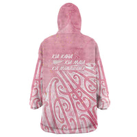Breast Cancer Awareness Maori Wearable Blanket Hoodie Kia Kaha Kia Maia Kia Manawanui LT7 - Polynesian Pride
