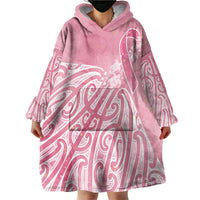 Breast Cancer Awareness Maori Wearable Blanket Hoodie Kia Kaha Kia Maia Kia Manawanui LT7 - Polynesian Pride