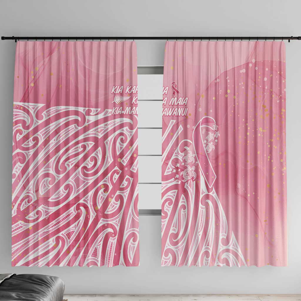 Breast Cancer Awareness Maori Window Curtain Kia Kaha Kia Maia Kia Manawanui - Polynesian Pride