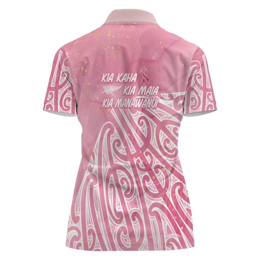 Breast Cancer Awareness Maori Women Polo Shirt Kia Kaha Kia Maia Kia Manawanui LT7 - Polynesian Pride