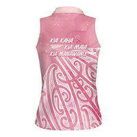Breast Cancer Awareness Maori Women Sleeveless Polo Shirt Kia Kaha Kia Maia Kia Manawanui LT7 - Polynesian Pride