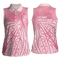 Breast Cancer Awareness Maori Women Sleeveless Polo Shirt Kia Kaha Kia Maia Kia Manawanui LT7 - Polynesian Pride