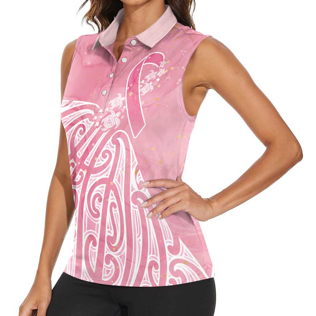 Breast Cancer Awareness Maori Women Sleeveless Polo Shirt Kia Kaha Kia Maia Kia Manawanui LT7 - Polynesian Pride