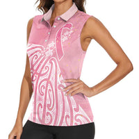 Breast Cancer Awareness Maori Women Sleeveless Polo Shirt Kia Kaha Kia Maia Kia Manawanui LT7 - Polynesian Pride