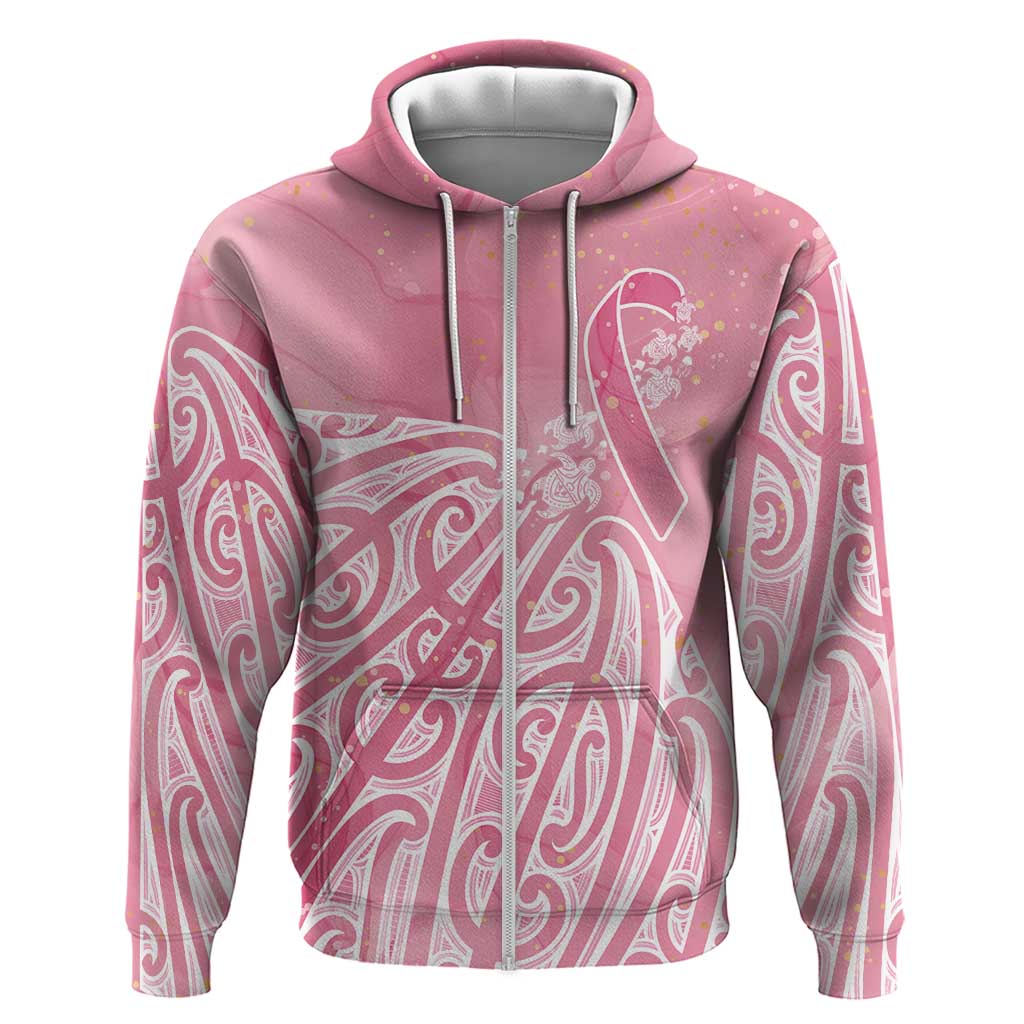 Breast Cancer Awareness Maori Zip Hoodie Kia Kaha Kia Maia Kia Manawanui - Polynesian Pride