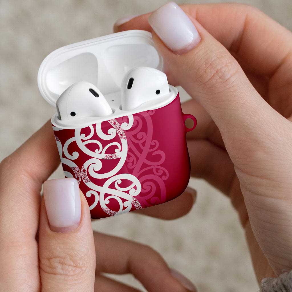 Breast Cancer Awareness Maori AirPods Case Koru Kowhaiwhai - Polynesian Pride