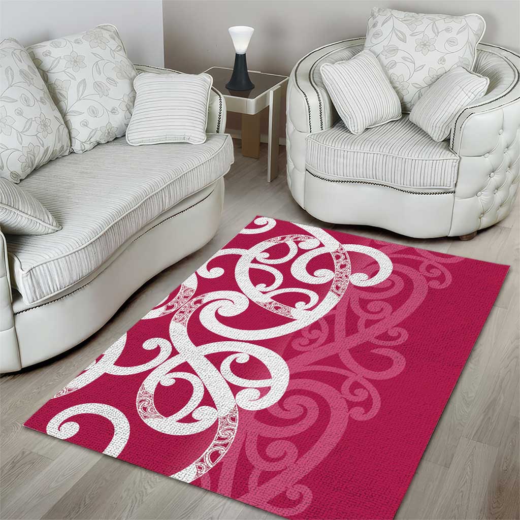 Breast Cancer Awareness Maori Area Rug Koru Kowhaiwhai - Polynesian Pride