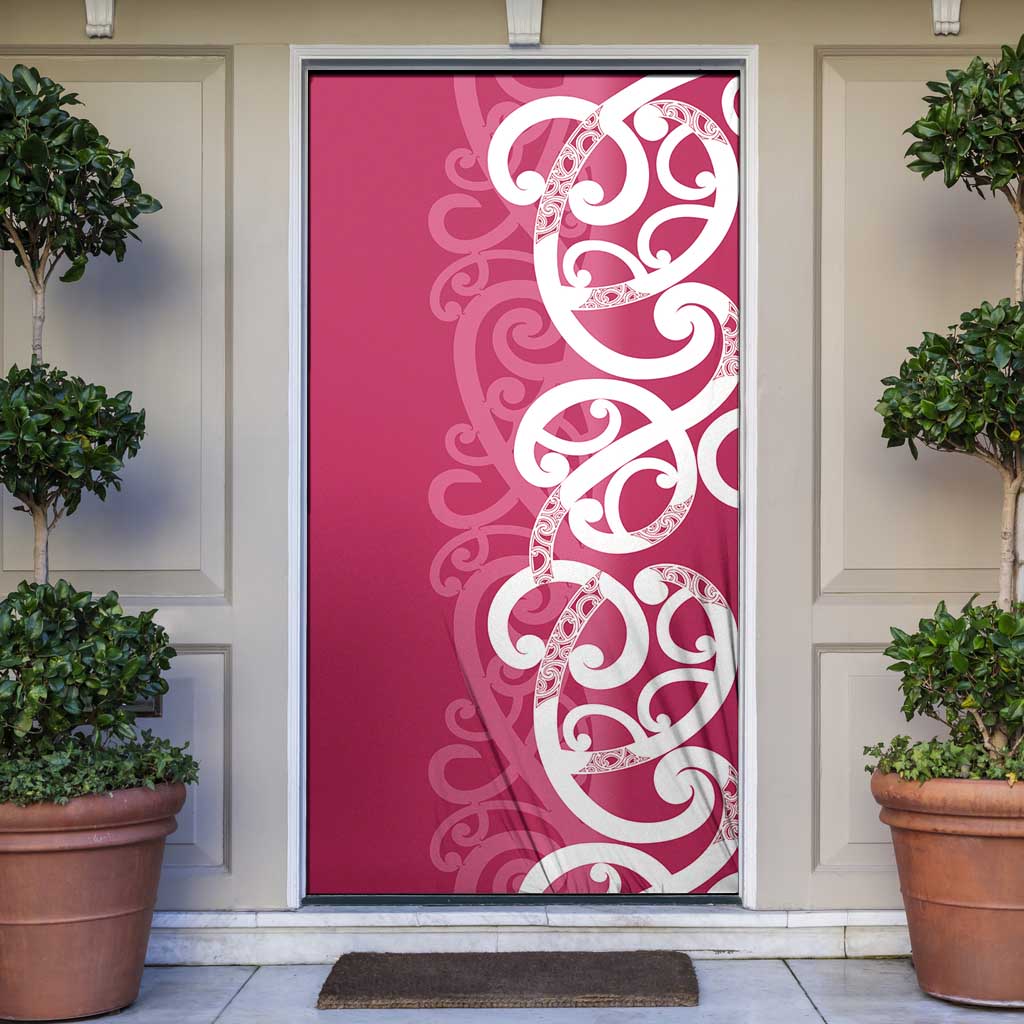 Breast Cancer Awareness Maori Door Cover Koru Kowhaiwhai LT7 Pink - Polynesian Pride