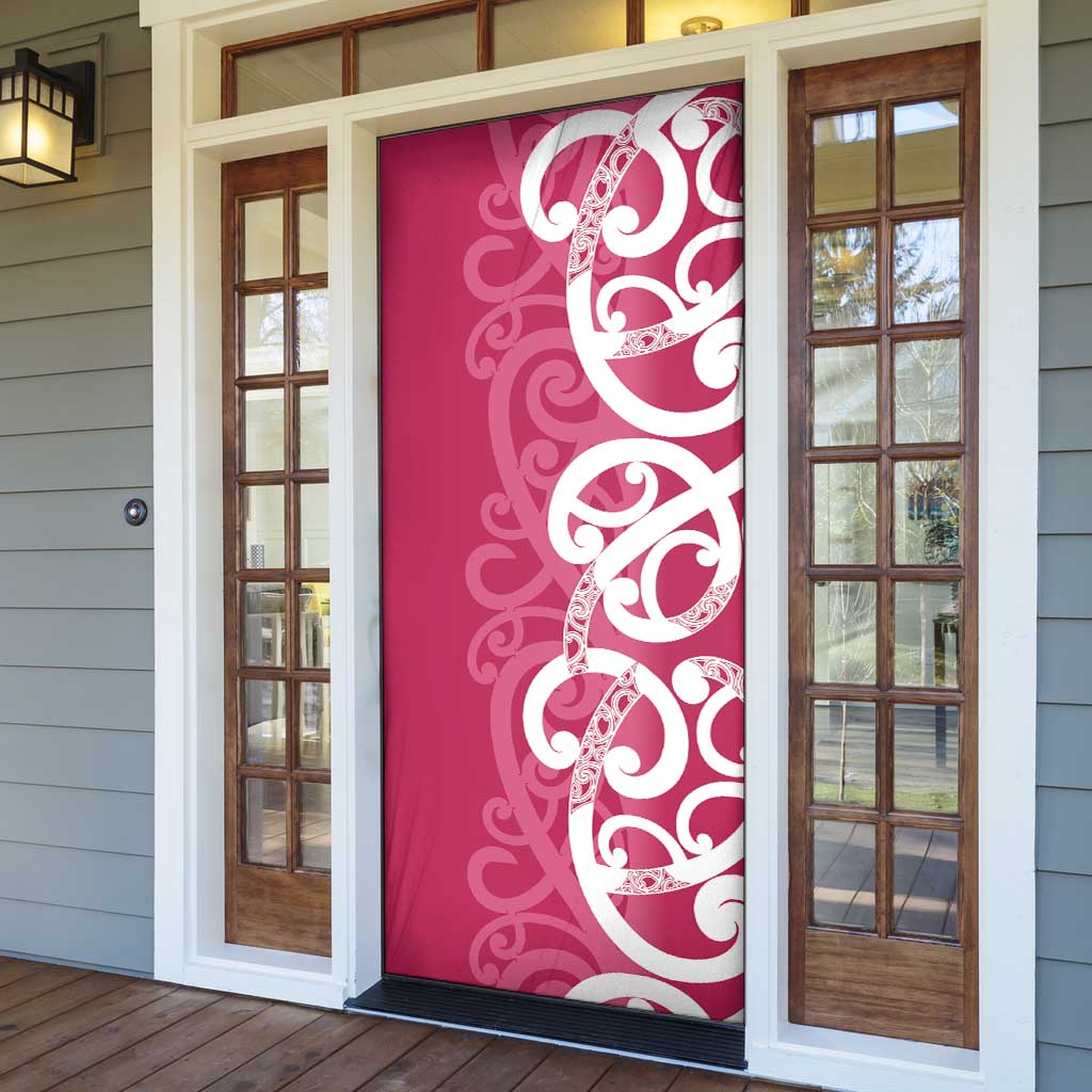 Breast Cancer Awareness Maori Door Cover Koru Kowhaiwhai LT7 - Polynesian Pride