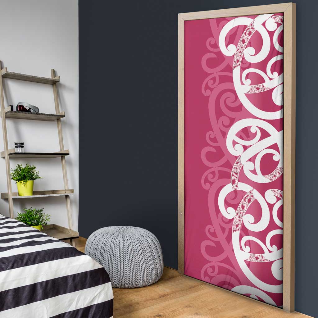 Breast Cancer Awareness Maori Door Cover Koru Kowhaiwhai LT7 - Polynesian Pride