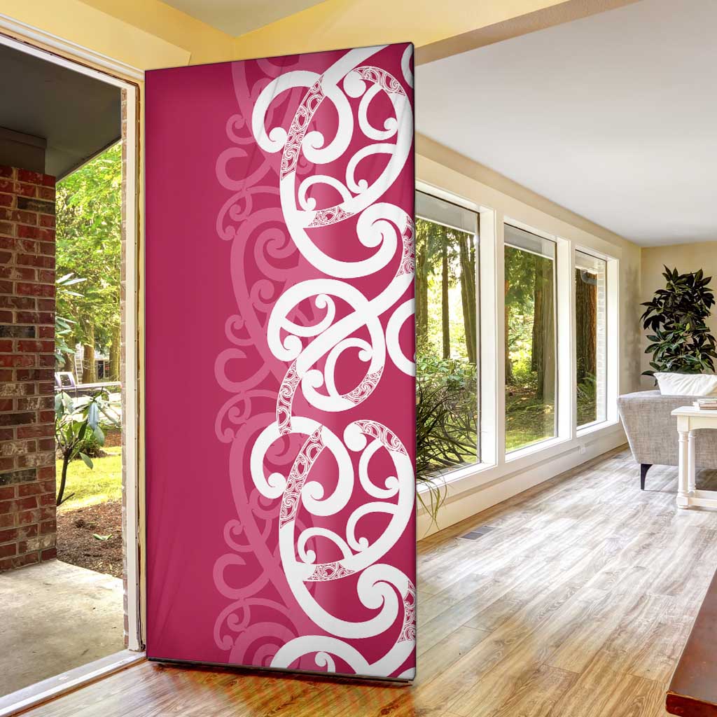 Breast Cancer Awareness Maori Door Cover Koru Kowhaiwhai LT7 - Polynesian Pride