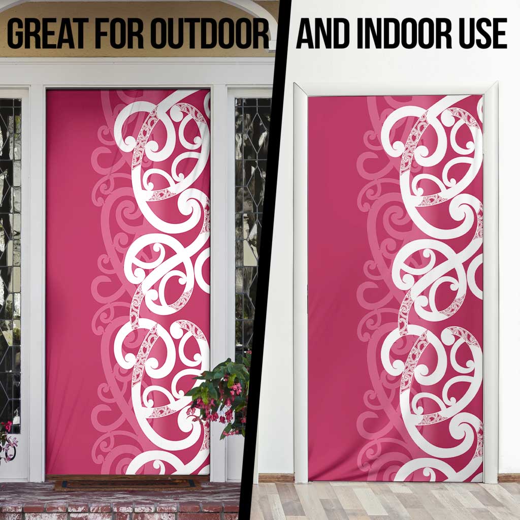 Breast Cancer Awareness Maori Door Cover Koru Kowhaiwhai LT7 - Polynesian Pride