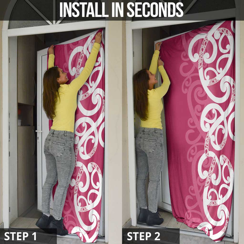 Breast Cancer Awareness Maori Door Cover Koru Kowhaiwhai LT7 - Polynesian Pride