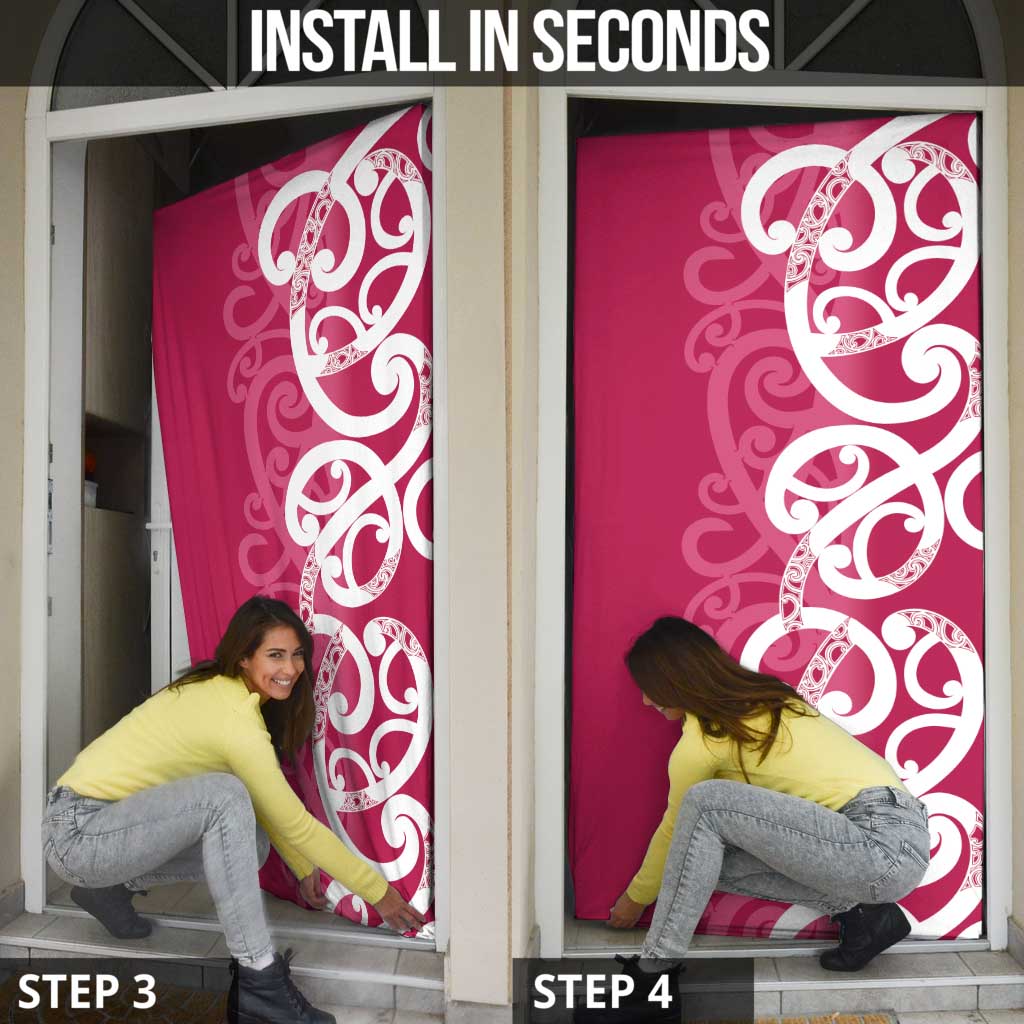 Breast Cancer Awareness Maori Door Cover Koru Kowhaiwhai LT7 - Polynesian Pride