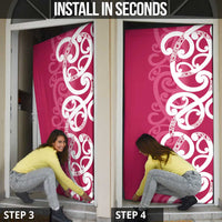 Breast Cancer Awareness Maori Door Cover Koru Kowhaiwhai LT7 - Polynesian Pride