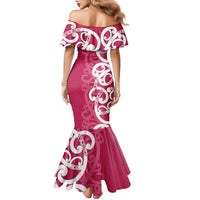 Breast Cancer Awareness Maori Family Matching Mermaid Dress and Hawaiian Shirt Koru Kowhaiwhai LT7 - Polynesian Pride