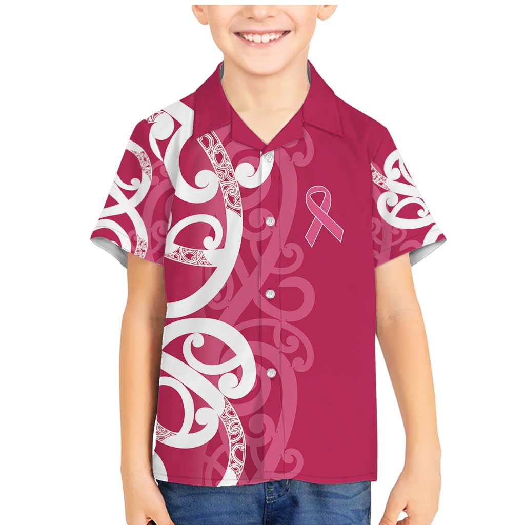 Breast Cancer Awareness Maori Family Matching Mermaid Dress and Hawaiian Shirt Koru Kowhaiwhai LT7 Son's Shirt Pink - Polynesian Pride