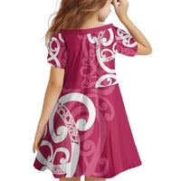 Breast Cancer Awareness Maori Family Matching Off The Shoulder Long Sleeve Dress and Hawaiian Shirt Koru Kowhaiwhai LT7 - Polynesian Pride