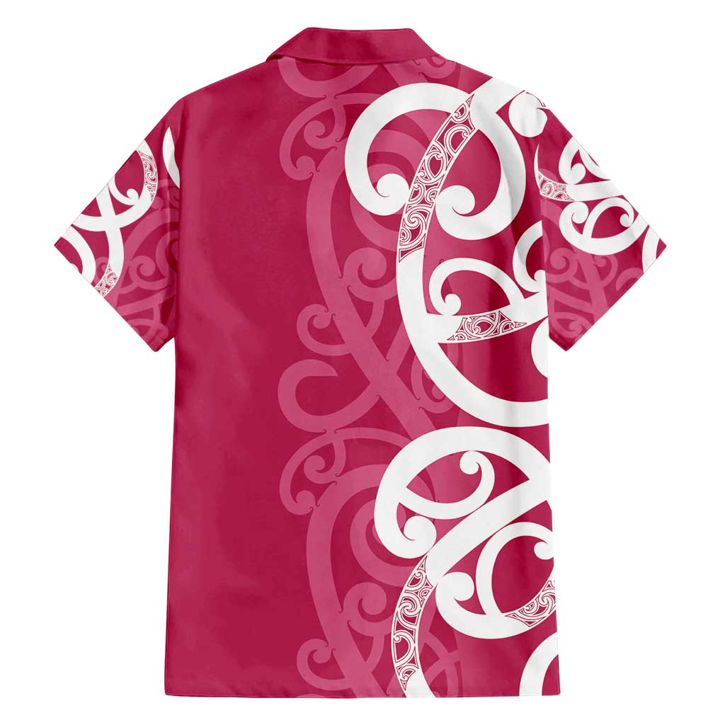 Breast Cancer Awareness Maori Family Matching Off Shoulder Maxi Dress and Hawaiian Shirt Koru Kowhaiwhai LT7 - Polynesian Pride