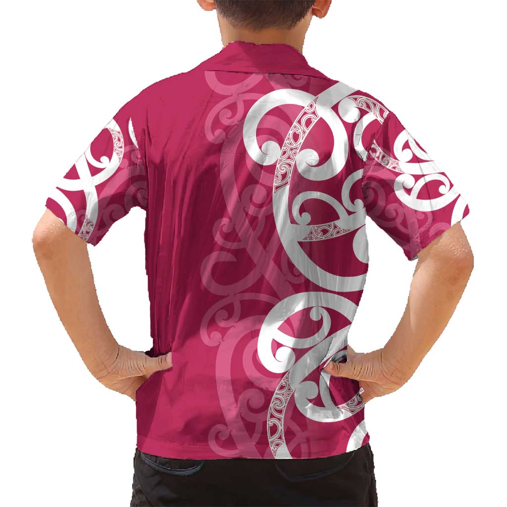 Breast Cancer Awareness Maori Family Matching Tank Maxi Dress and Hawaiian Shirt Koru Kowhaiwhai LT7 - Polynesian Pride