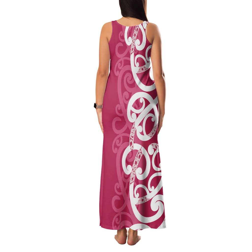 Breast Cancer Awareness Maori Family Matching Tank Maxi Dress and Hawaiian Shirt Koru Kowhaiwhai LT7 - Polynesian Pride
