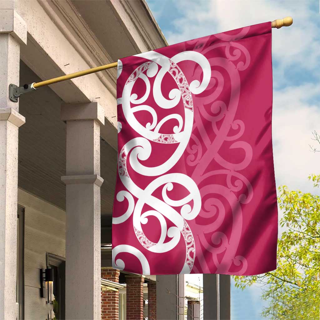 Breast Cancer Awareness Maori Garden Flag Koru Kowhaiwhai LT7 House Flag Pink - Polynesian Pride
