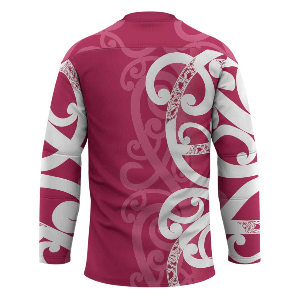 Breast Cancer Awareness Maori Hockey Jersey Koru Kowhaiwhai - Polynesian Pride