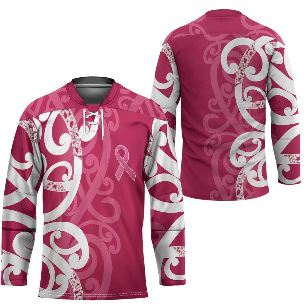 Breast Cancer Awareness Maori Hockey Jersey Koru Kowhaiwhai - Polynesian Pride