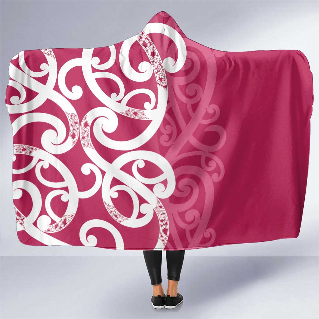 Breast Cancer Awareness Maori Hooded Blanket Koru Kowhaiwhai LT7 One Size Pink - Polynesian Pride