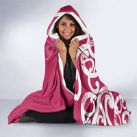 Breast Cancer Awareness Maori Hooded Blanket Koru Kowhaiwhai LT7 - Polynesian Pride