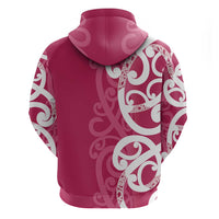 Breast Cancer Awareness Maori Hoodie Koru Kowhaiwhai - Polynesian Pride