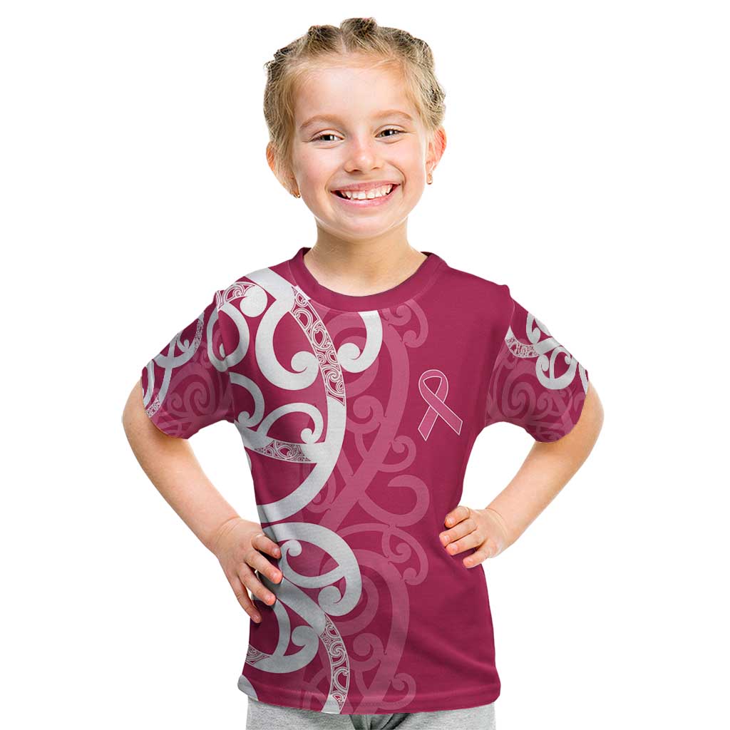 Breast Cancer Awareness Maori Kid T Shirt Koru Kowhaiwhai LT7 Pink - Polynesian Pride