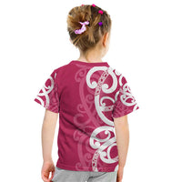 Breast Cancer Awareness Maori Kid T Shirt Koru Kowhaiwhai LT7 - Polynesian Pride