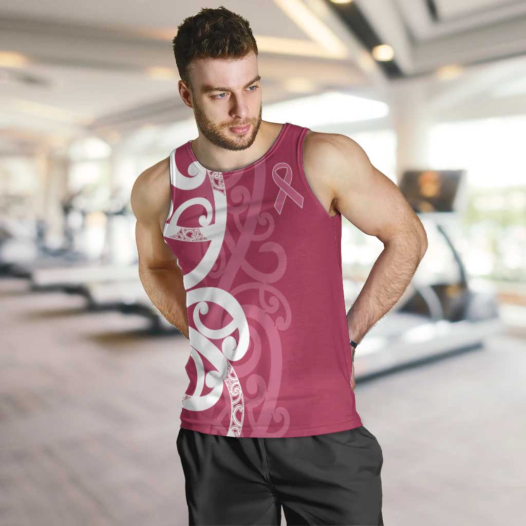 Breast Cancer Awareness Maori Men Tank Top Koru Kowhaiwhai LT7 Pink - Polynesian Pride