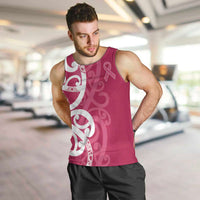 Breast Cancer Awareness Maori Men Tank Top Koru Kowhaiwhai LT7 Pink - Polynesian Pride