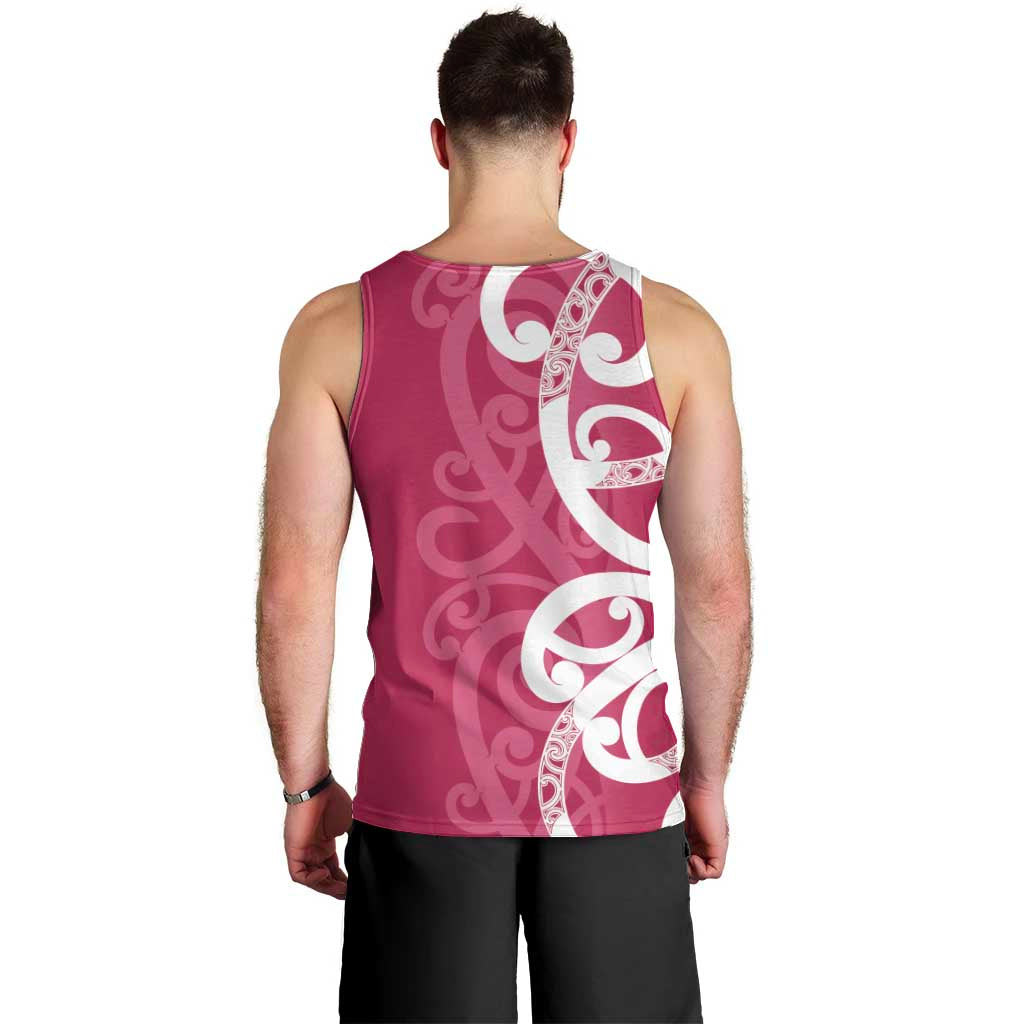 Breast Cancer Awareness Maori Men Tank Top Koru Kowhaiwhai LT7 - Polynesian Pride