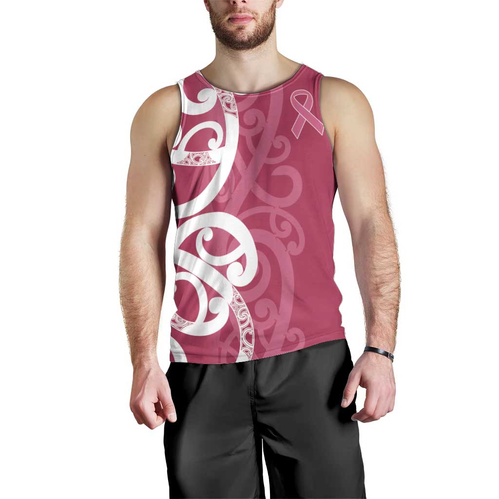 Breast Cancer Awareness Maori Men Tank Top Koru Kowhaiwhai LT7 - Polynesian Pride