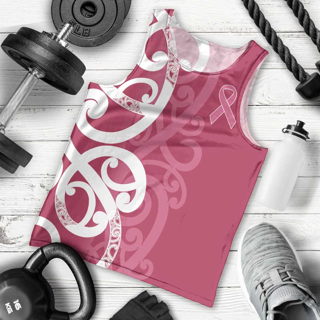 Breast Cancer Awareness Maori Men Tank Top Koru Kowhaiwhai LT7 - Polynesian Pride